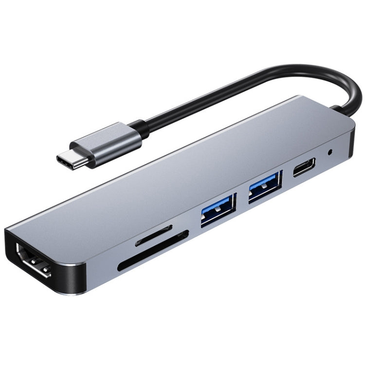 6-in-1 USB-C Hub with 4K HDMI, SD/TF Card Slots, and PD Charging