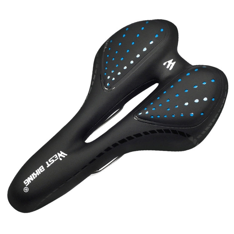 WEST BIKING Silicone Thickened Bicycle Seat with Suspension Shock Absorber Design (Black Blue)