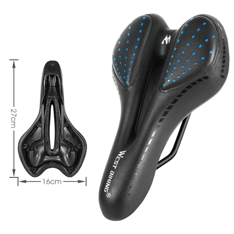 WEST BIKING Silicone Thickened Bicycle Seat with Suspension Shock Absorber Design (Black Blue)