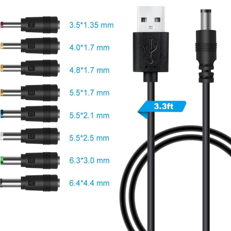 8 In 1 Multi-Function USB Charging Cable with Interchangeable Plugs (Black)