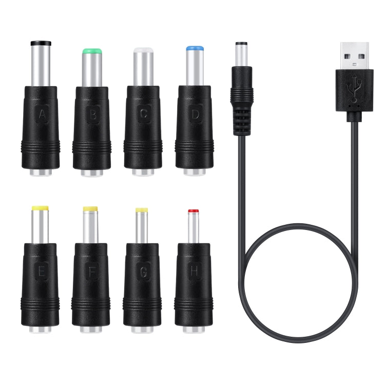 8 In 1 Multi-Function USB Charging Cable with Interchangeable Plugs (Black)