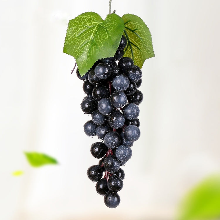 60 Black Grapes PVC Simulation Fruit Bunches with Cream Grape Shoot Props