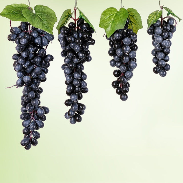 60 Black Grapes PVC Simulation Fruit Bunches with Cream Grape Shoot Props