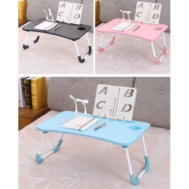 USB Folding Computer Desk With Fan & Lamp, Size: 60x40x28cm (Cool Black)