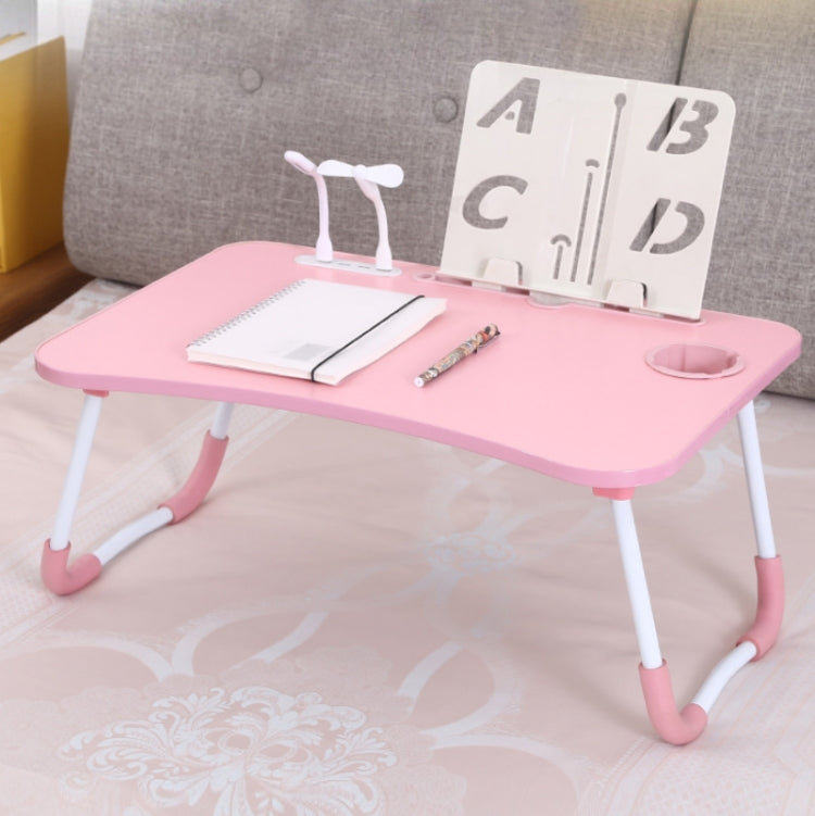 Teenage Pink USB Folding Computer Desk with Fan & Lamp, 60x40x28cm Size