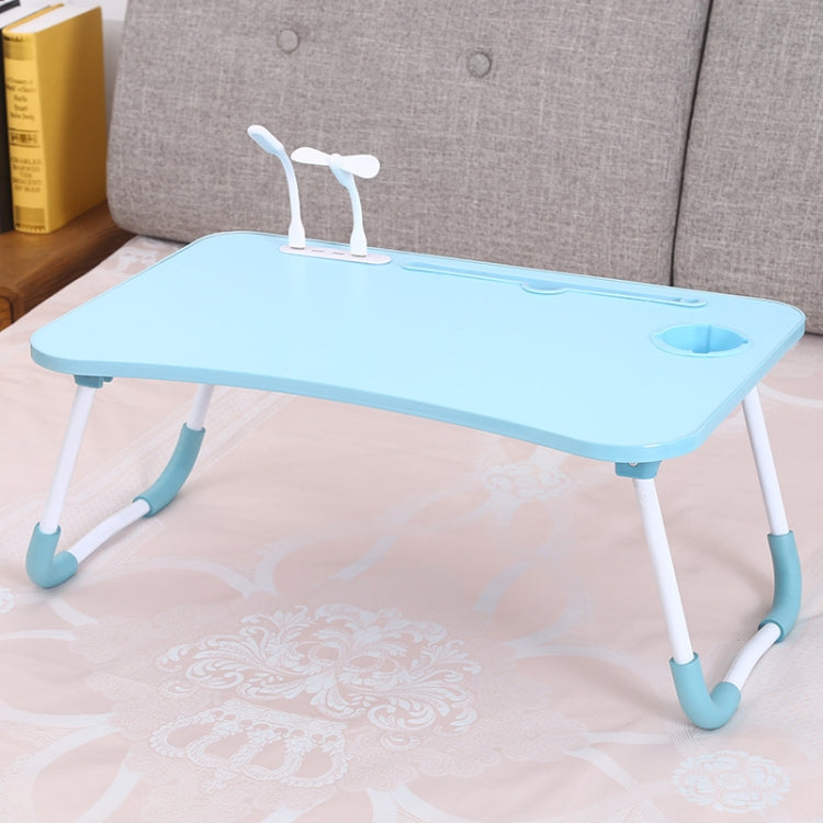 Folding USB Computer Desk with Fan & Lamp, 60x40x28cm (Sky Blue)