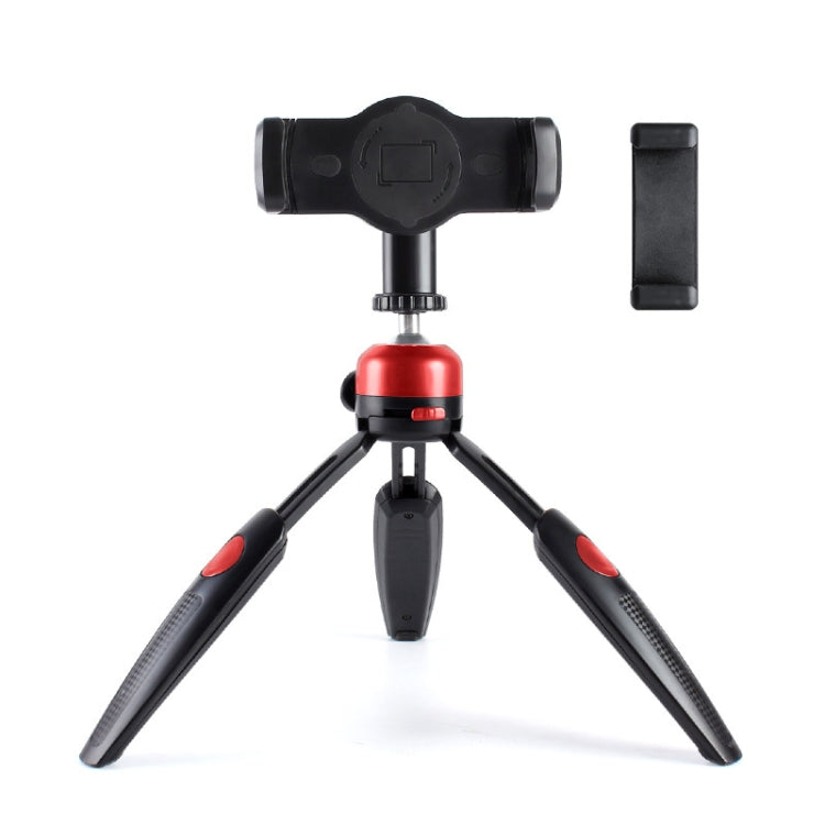 Portable Foldable Tripod Desk Mount Live Stand with Tablet and Phone Clamp (Red)