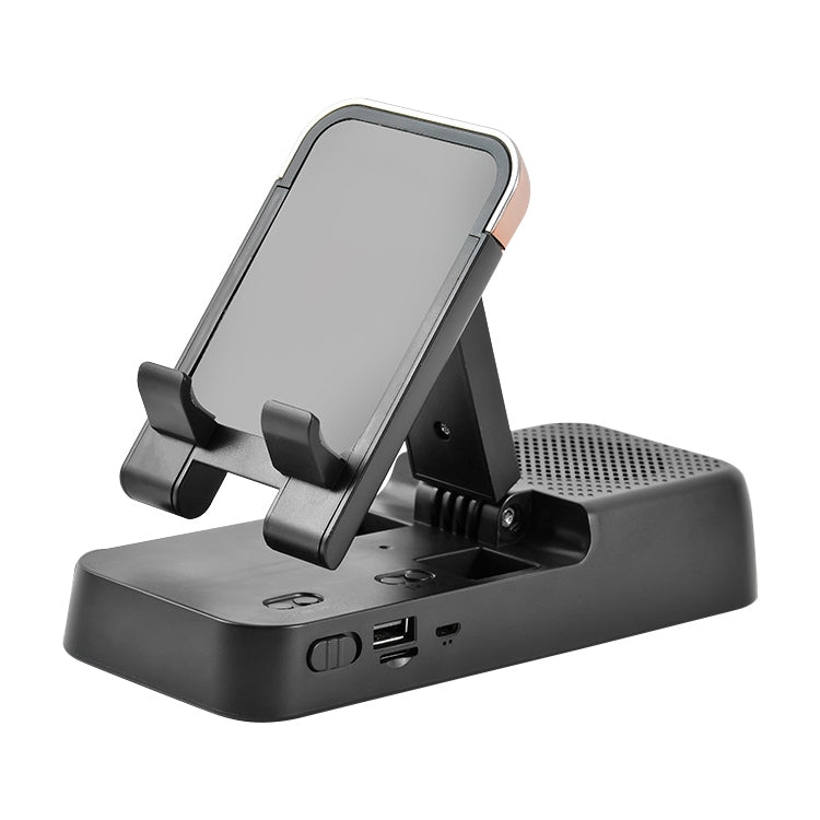 Multifunctional Desktop Stand with Bluetooth Speaker for Mobile Phones and Tablets (Black)