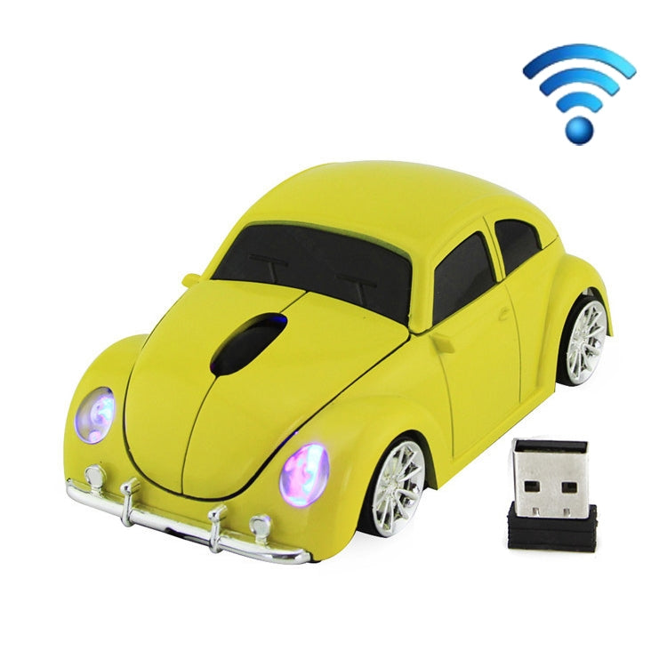 Yellow Car-Shaped Wireless Mouse with 1200 DPI and 3 Keys