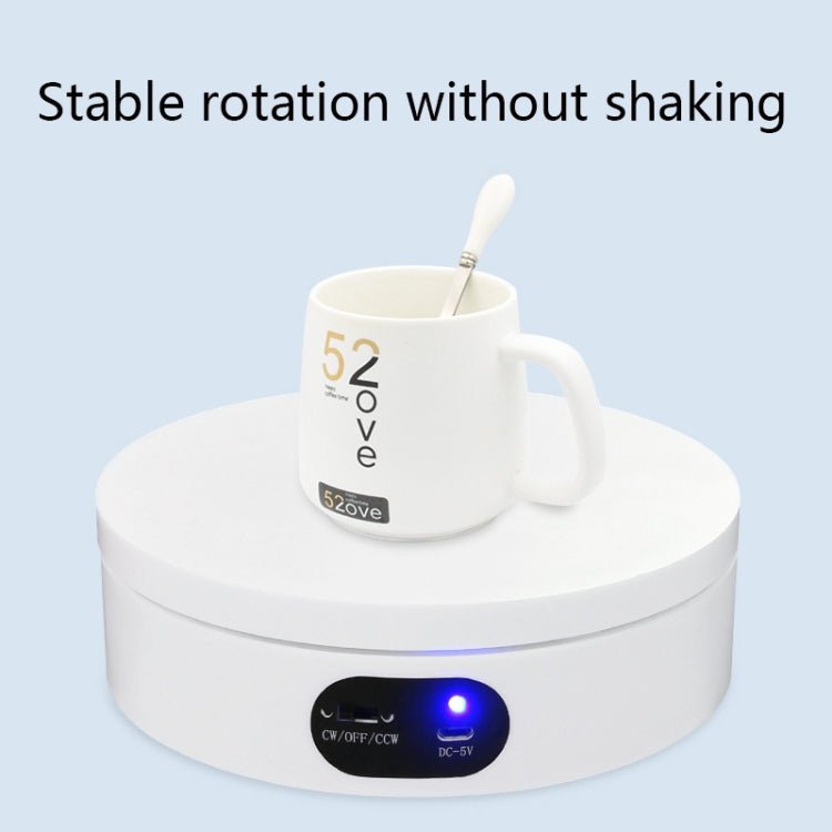 ND120 USB Automatic Rotating Camera Table Hand-Made Panoramic Display Table Turntable(White)