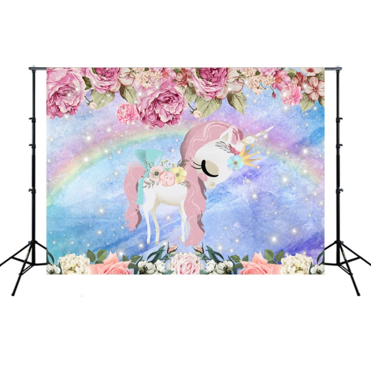 Unicorn Photography Background Cloth for Birthday Theme Party Photos (2.1m x 1.5m, W071)