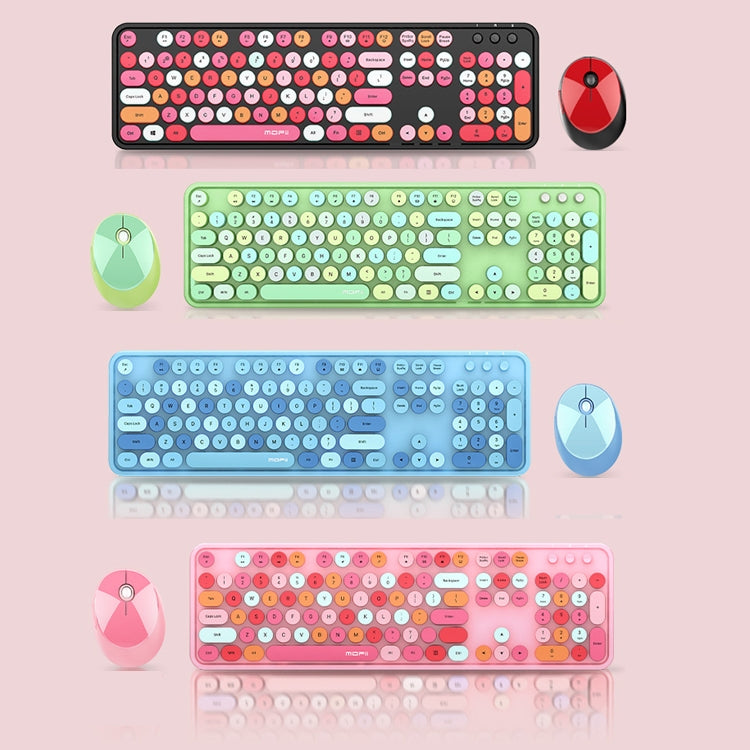 Mofii Sweet Wireless Keyboard And Mouse Set Retro Typewriter Style Punk Office Set, Color: Pink Mixed Version