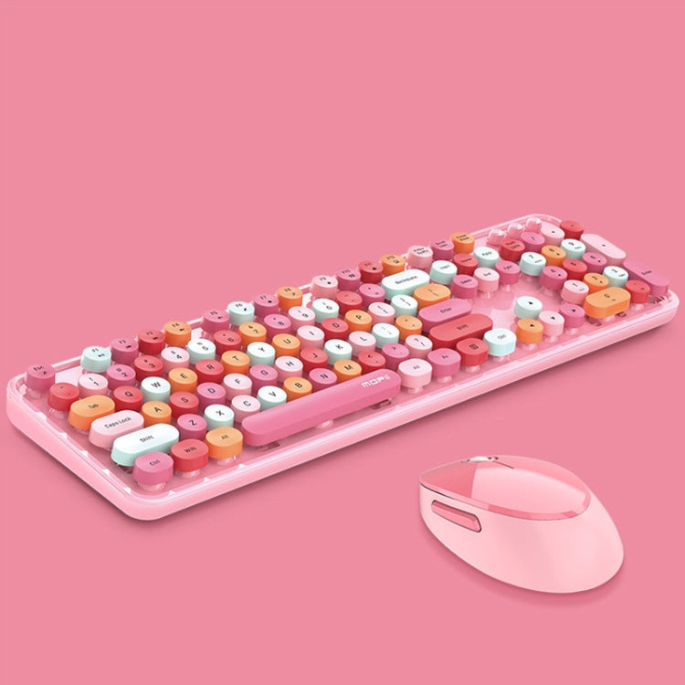 Mofii Sweet Wireless Keyboard And Mouse Set Retro Typewriter Style Punk Office Set, Color: Pink Mixed Version