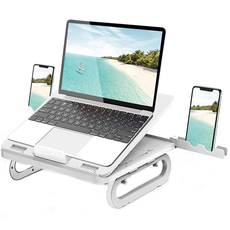 A23 Foldable Notebook Stand With 10-Speed Adjustment and Cooling Features, Regular (White)