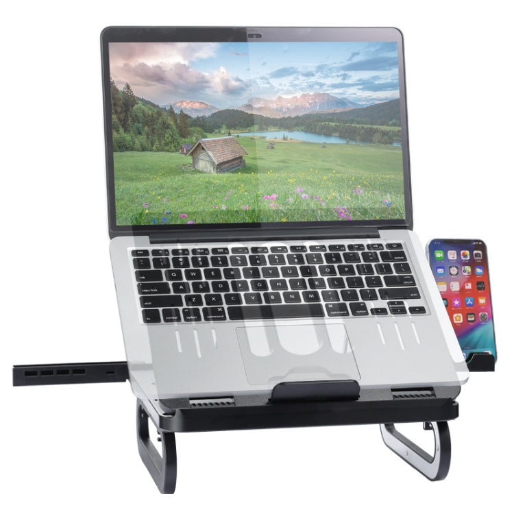 Adjustable A23 Foldable Notebook Stand with USB 3.0 Hub Integration (Black)