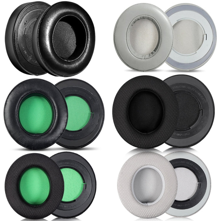 2-Piece Lambskin Headset Sponge Case for Razer BlackShark V2/V2X/V2SE (Ellipse Black Paper Black Net)