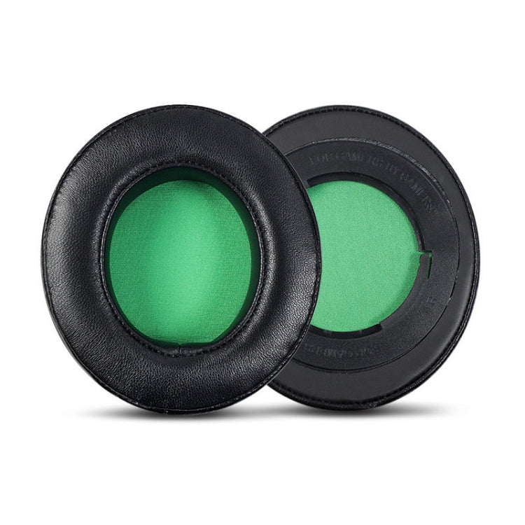 2 Pack Ergonomic Lambskin Headset Sponge Case for Razer BlackShark V2/V2X/V2SE, Black Paper Green Net Ellipse Pattern