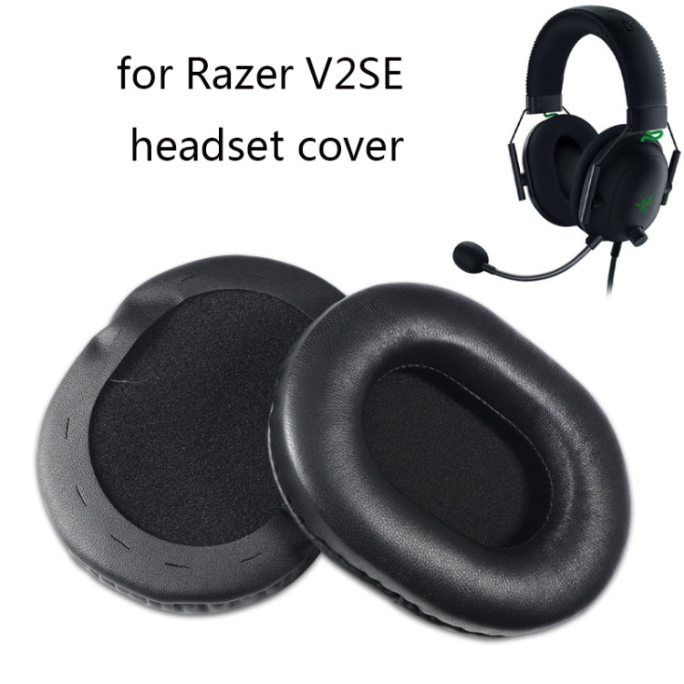 2-Piece Black Lambskin Headset Sponge Covers for Razer V2