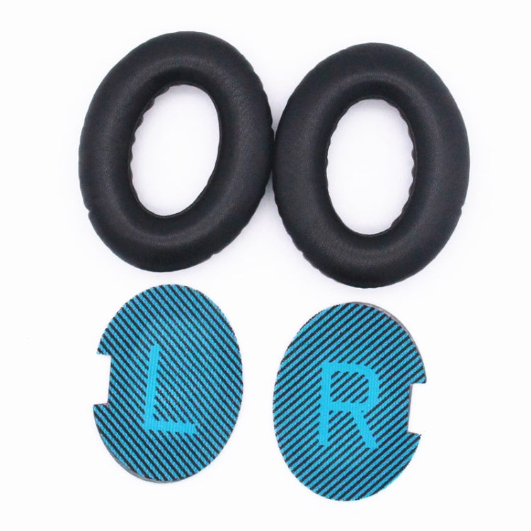 Bose Compatible Lambskin Sponge Earmuffs - Black+Blue (2 PCS)