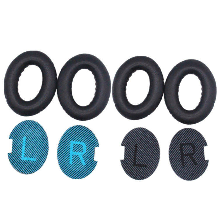 Bose Compatible Lambskin Sponge Earmuffs - Black+Blue (2 PCS)