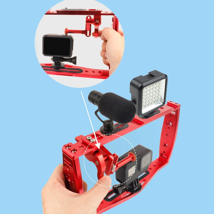 Underwater Diving Dual Handheld Grip Stabilizer for GoPro HERO9/8/7 with Red Bracket + Shutter