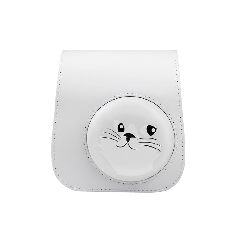 Gray White Kitten Full Body Camera PU Leather Case Bag for FUJIFILM instax mini 9 / mini 11 / mini 8 with Strap