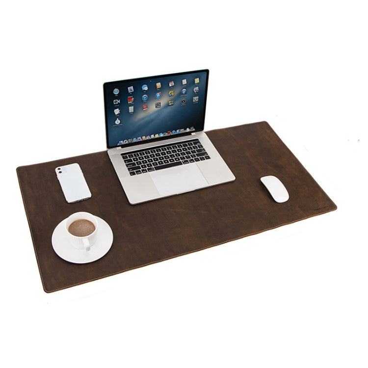 Oversized Crazy Horse Leather Desk Pad with Anti-Slip Design (Brown)