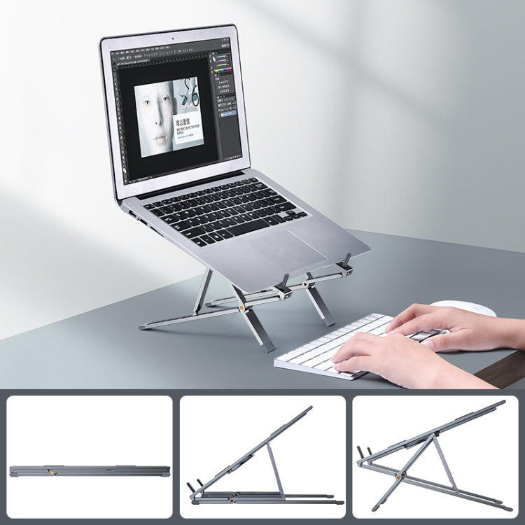 Oatsbasf Z02 Laptop Cooling Stand - Aluminum Alloy Adjustable Desktop Bracket (Gray)