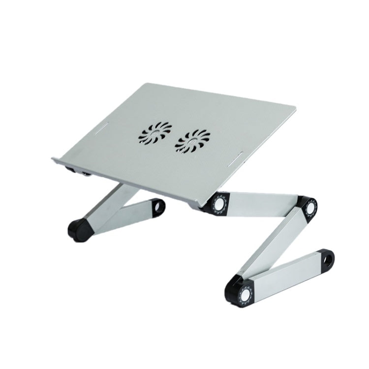 Adjustable Silver Laptop Desk with USB Fan and Mouse Board