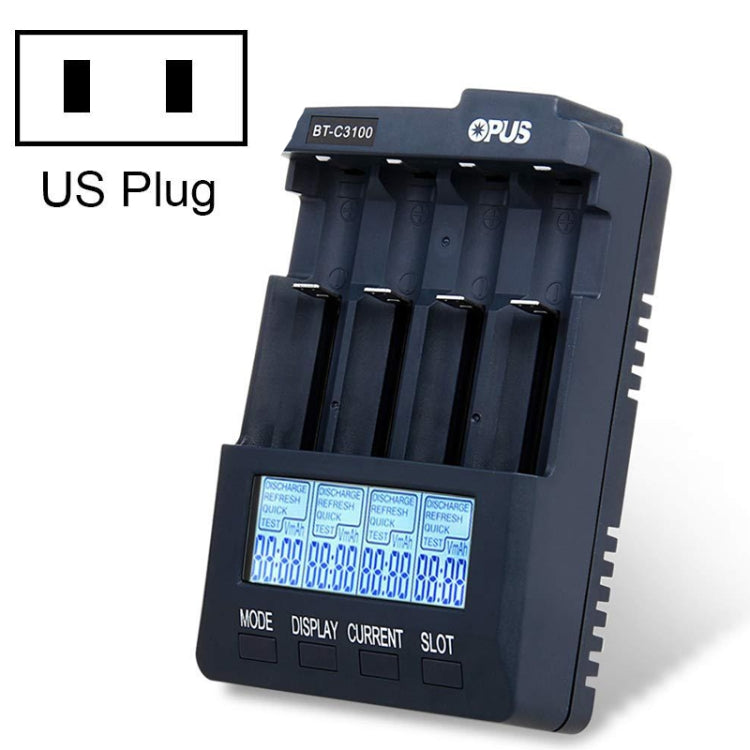 4-Slot Smart Battery Charger with LCD Screen and Customizable Charging Current