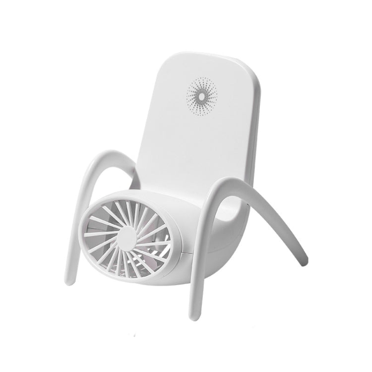 Small Desktop USB Mobile Phone Holder Fan with Breathing Light (White)