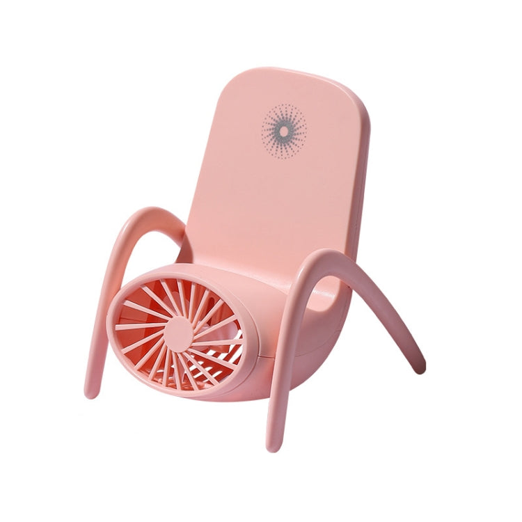 Pink Mini Desktop Fan Holder with Phone Stand and USB Charging