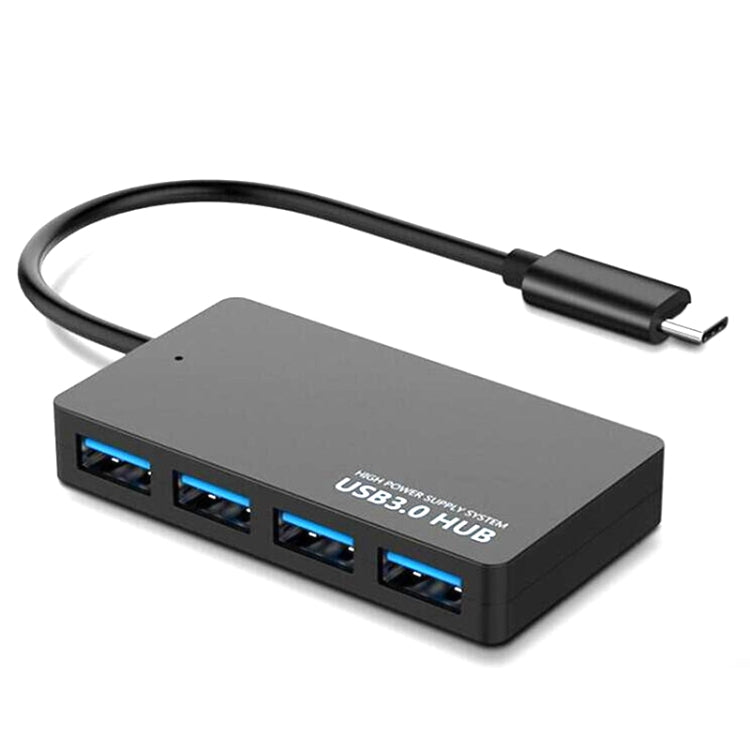 KYTC47 4 Ports USB Adapter Cable with High-Speed Docking Station and Multi-Interface HUB Converter in Black Type-C Color