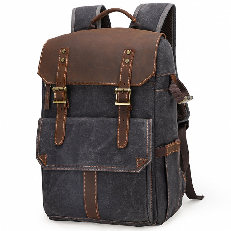 Gray Batik Canvas Waterproof Photography Backpack