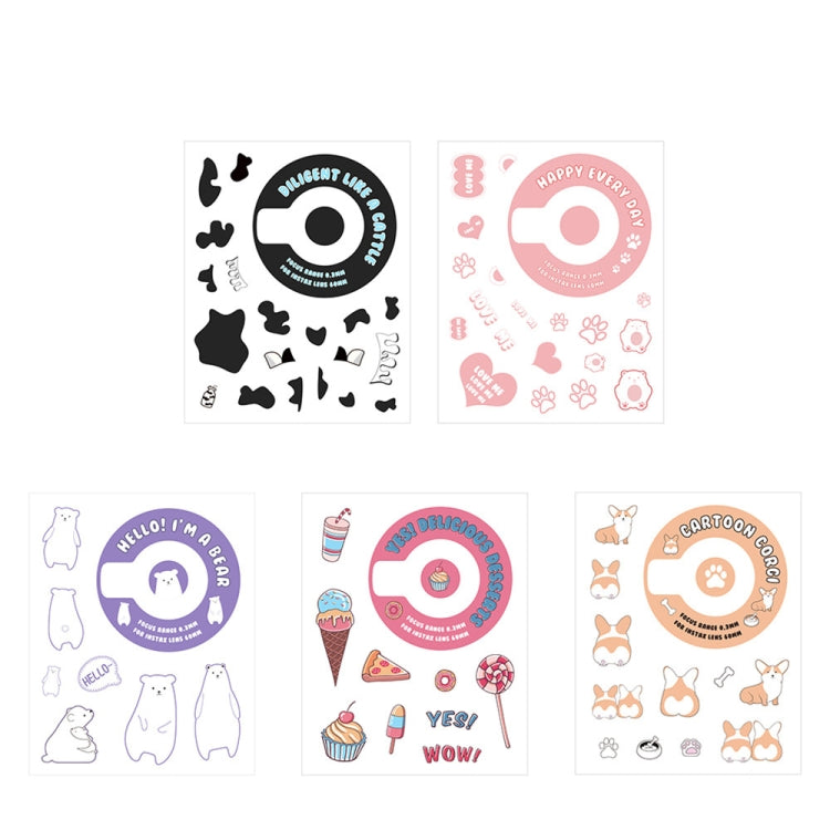 5-Piece DIY Cute Cartoon Camera Stickers Set for Fujifilm Instax Mini 11