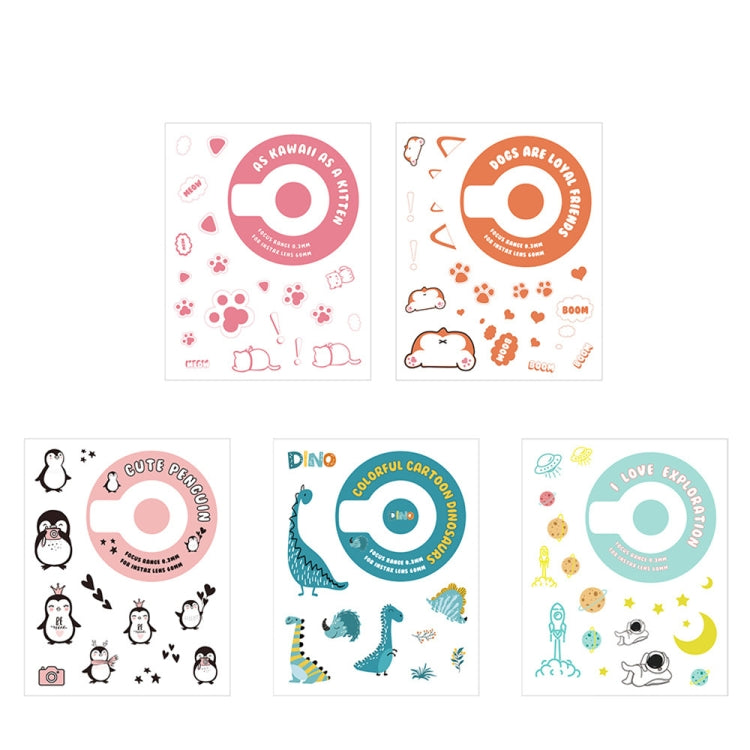 5 PCS 5 in 1 DIY Cute Cartoon Camera Stickers Set for Fujifilm Instax mini 11 (Space Animals Series)