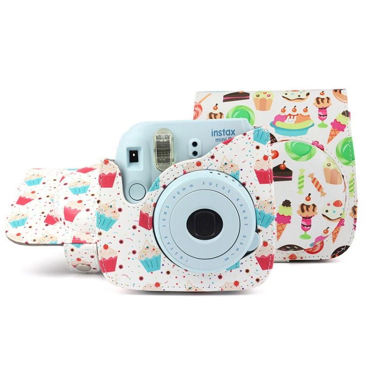Stylish PU Leather Camera Case Bag with Strap for FUJIFILM instax mini 9 / mini 8+ / mini 8 - Dessert Series