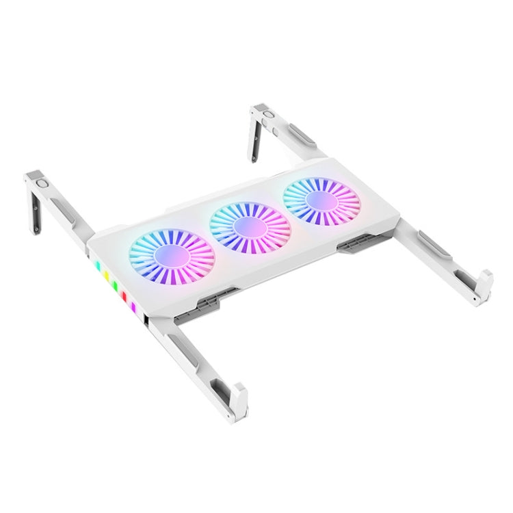 X1 Foldable Portable Radiator Stand with Mini RGB Fan Cooling Base (White)