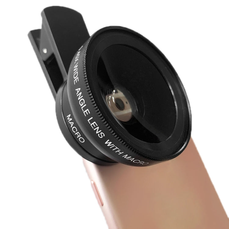 Ultra-Wide-Angle Macro Combination Mobile Phone External Lens Set (Black) - Pack of 2