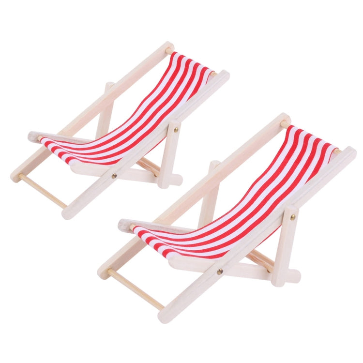 Folding Red Beach Lounge Chair Model - 2 PCS 1:12 Scale
