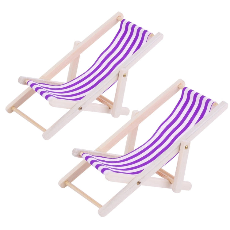 2 Piece 1:12 Beach Lounge Chair Simulation Model, Foldable (Purple)