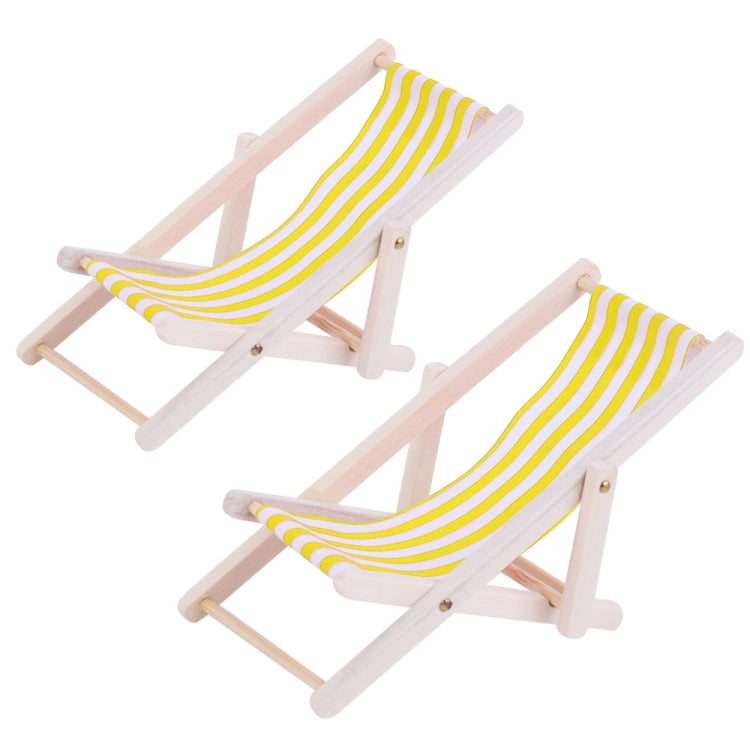 2 Pieces 1:12 Scale Foldable Yellow Beach Lounge Chair Simulation Models