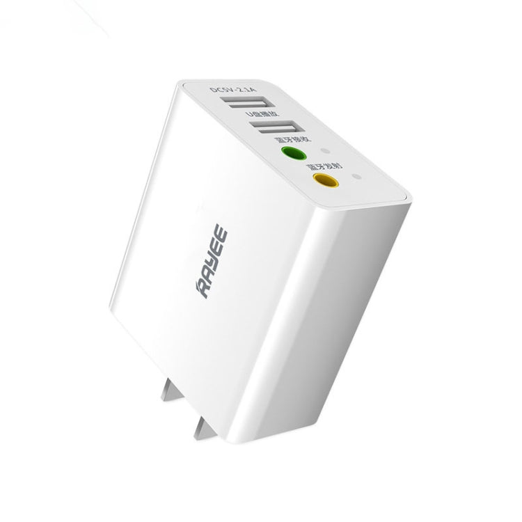 RAEYY D80 Bluetooth Adapter Audio Receiver with Dual USB Fast Charging - US Plug