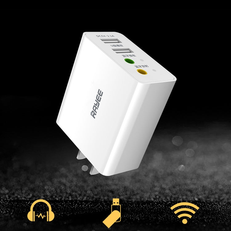 RAEYY D80 Bluetooth Adapter Audio Receiver with Dual USB Fast Charging - US Plug