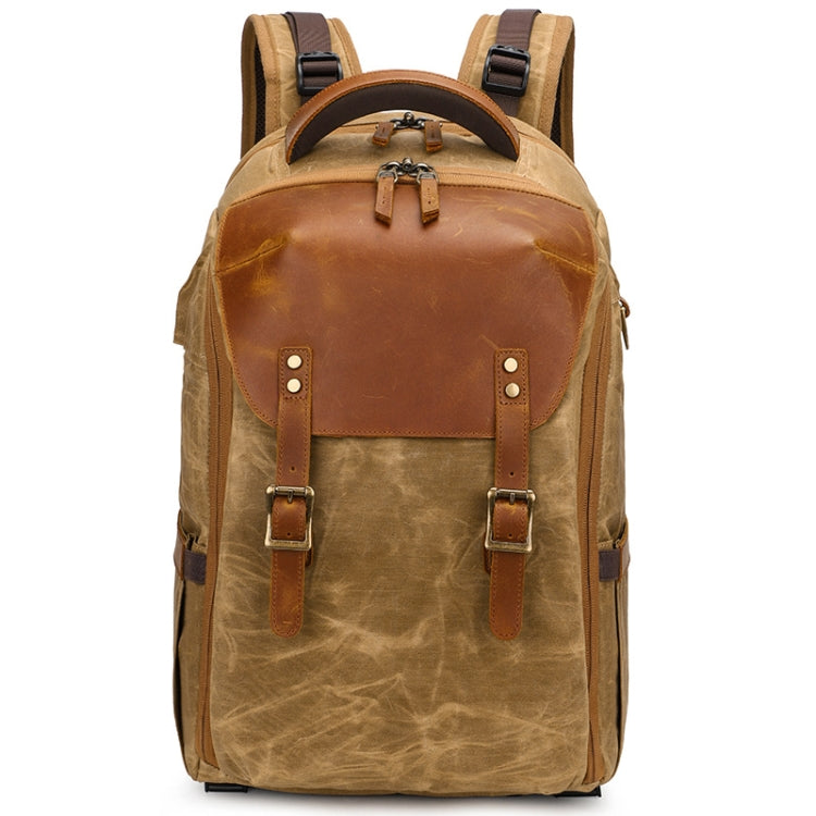 Water-resistant Batik Canvas Camera Backpack with Tripod Access (Soil Yellow)