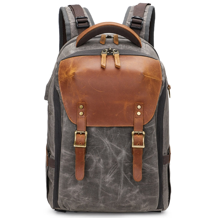 K805 Waterproof Batik Canvas Photography Backpack (Grey)