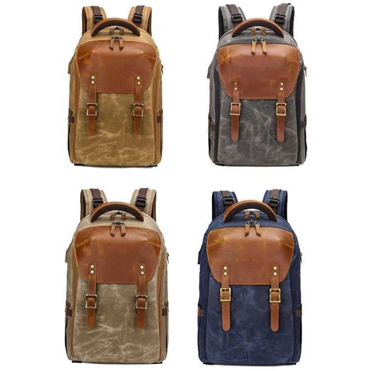 Waterproof Batik Canvas Camera Backpack for Outdoor Photography (Khaki)