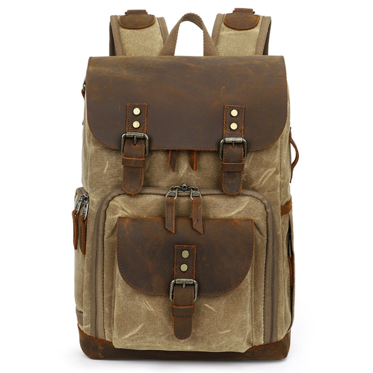 Retro Style Water-Resistant Camera Backpack (Khaki)
