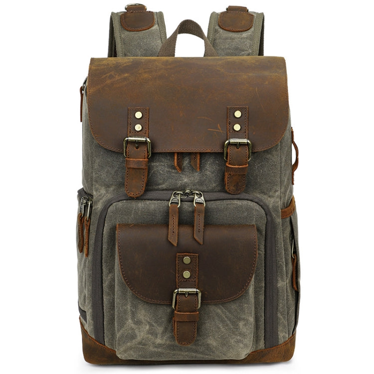 Casual Retro Green Camera Bag with Leather Decoration