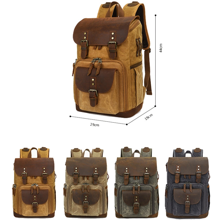 Retro Style Water-Resistant Camera Backpack (Khaki)
